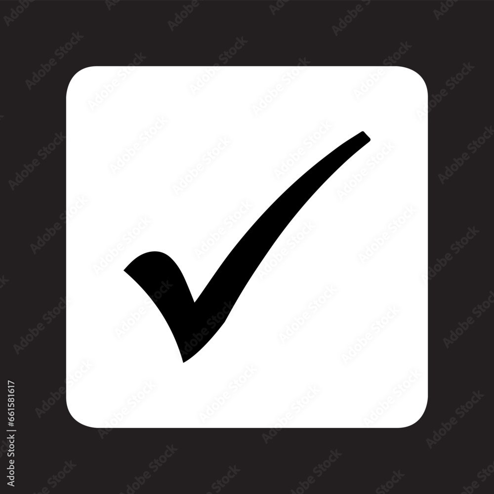 Poster check mark icon vector. check mark logo design. check mark vector icon illustration in square isolat