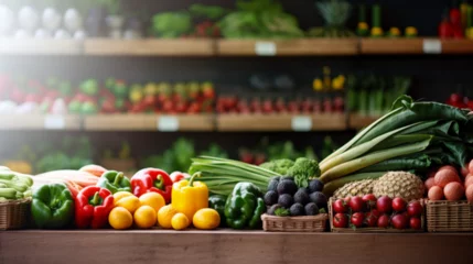 Rolgordijnen background image for an in app banner supermarket fresh, generative ai © FoodArts