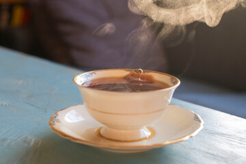 cup of coffee on a table