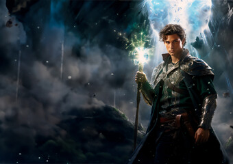 portrait of a merlin wizard mage magician - generative ai