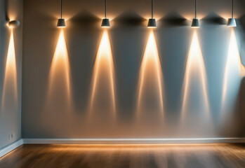 Lights reflected on the wall of an empty room. high quality photo.