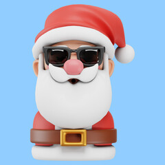 Santa Claus avatar with sunglasses. 3d illustration