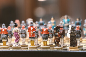 Chess pieces in the style of ancient China.