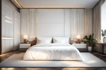 modern bed room with white theme