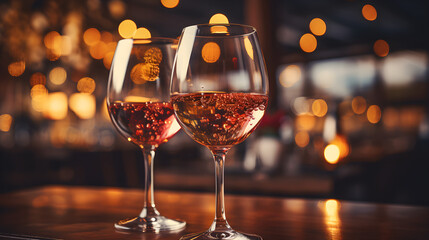 Glasses of rose wine - obrazy, fototapety, plakaty