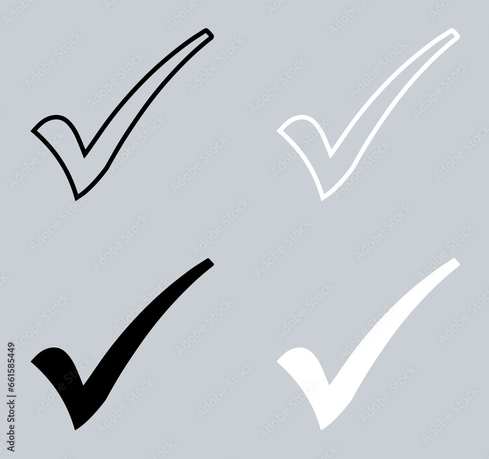 Poster set of check mark icon. check mark icon sign symbol in trendy flat style. check mark vector icon ill