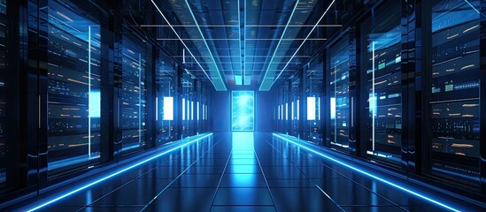 Obraz premium Ai rendering of a loop ready server room animation