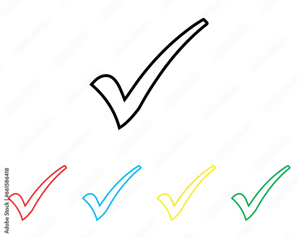 Poster check mark icon vector. check mark icon sign symbol in trendy flat style. set elements in colored ic