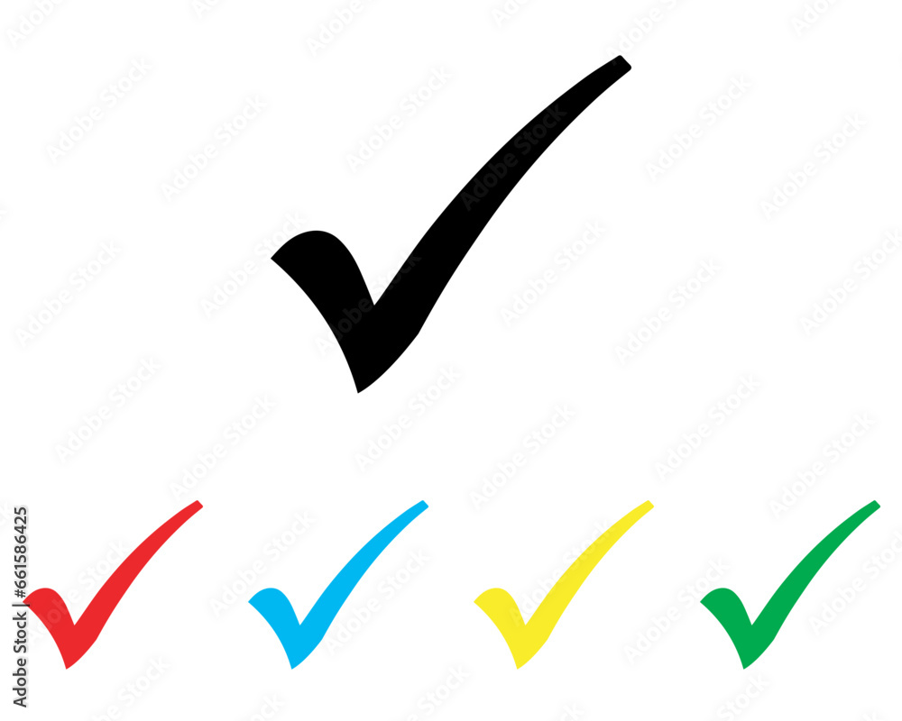 Poster check mark icon vector. check mark icon sign symbol in trendy flat style. set elements in colored ic