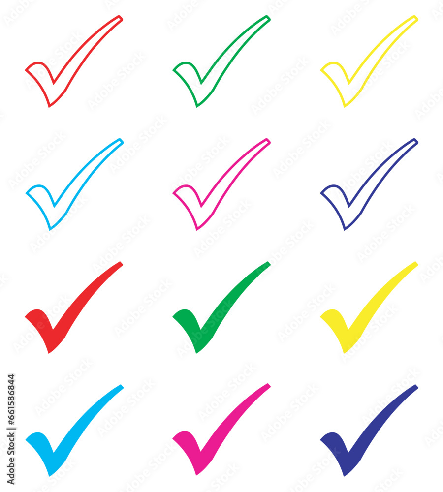 Poster check mark icon vector. check mark icon sign symbol in trendy flat style. set elements in colored ic