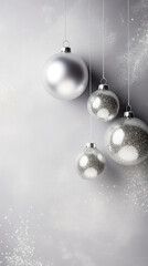 Christmas balls on pastel background. Flat lay, top view with copy space