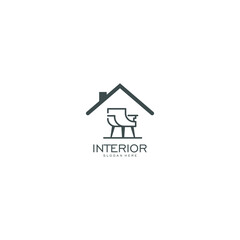 Minimalist interior logo. creative line art style concept for furniture interior template