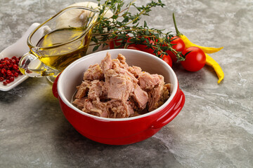 Canned tuna fillet for salad