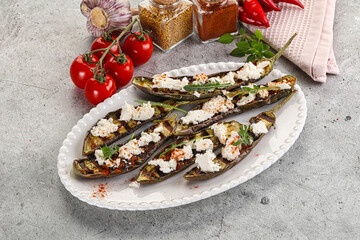 Grilled eggplant with feta cheese