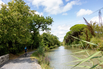 Cycling on the Canal du Midi, summer holidays in France
