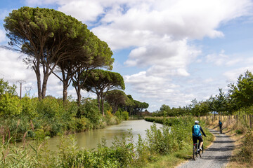 Cycling on the Canal du Midi, summer holidays in France

