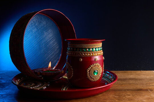 Happy karwa chauth celebration. Karwa Chauth celebration on the night