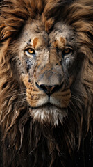 Fototapeta premium Portrait of a lion with big mane.