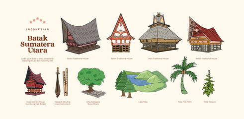 Isolated Batak North Sumatera Indonesia Landmark Illustration