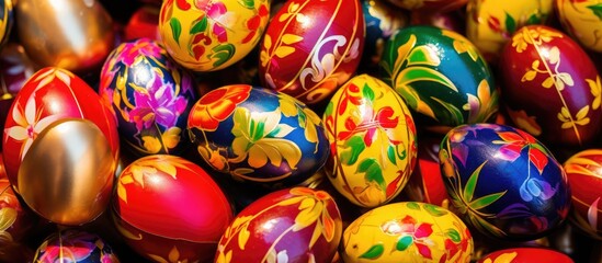 Fototapeta na wymiar Colorful plastic eggs for Easter Christmas or Thai temple events