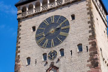 The tower clock of the old Gate of Speyer - Germany, Rhineland-Palatinate
