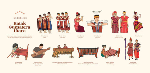 Isolated Batak North Sumatera Indonesia Culture Illustration - obrazy, fototapety, plakaty