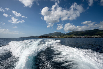 Islet of Vila Franca do Campo view from a boat