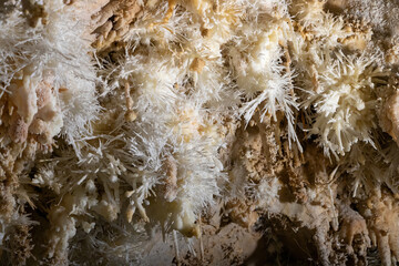 Bouquet of aragonite, Gouffre Géant de Cabrespine, Giant chasm of Cabrespine

