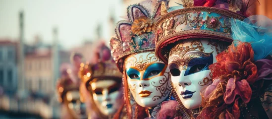 Wandcirkels tuinposter Venice s festival featuring masks © AkuAku
