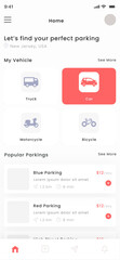 Car Parking, Truck Space Finder, Motorcycle and Bicycle Garage Mobile App Ui Kit Template