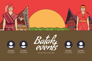 Indonesia Bataknese design layout idea for social media or event background - obrazy, fototapety, plakaty