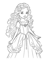 Fototapeta premium Coloring book for children, princess girl character.