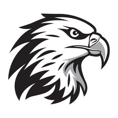 Eagle face tattoo style logo symbol vector illustration, black and white simple design