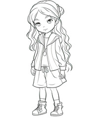 Coloring book for children, girl character.