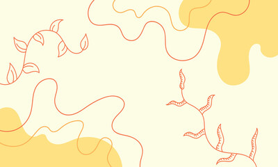 Wavy and fluid line plant or botanical background. Pastel colored leaves backdrop design. Suitable for poster, banner, presentation, or magazine cover.