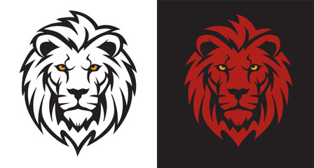Lion head logo, symbol, tattoo, illustration art, template