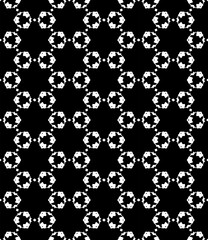 Black and white seamless abstract pattern. Background and backdrop. Grayscale ornamental design. Mosaic ornaments. Vector graphic illustration. EPS10.