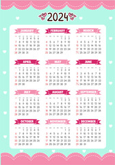 Calendar 2024 - All months -  National Holidays. Calendar commemorative dates and holidays 