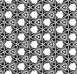 Black and white seamless abstract pattern. Background and backdrop. Grayscale ornamental design. Mosaic ornaments. Vector graphic illustration. EPS10.