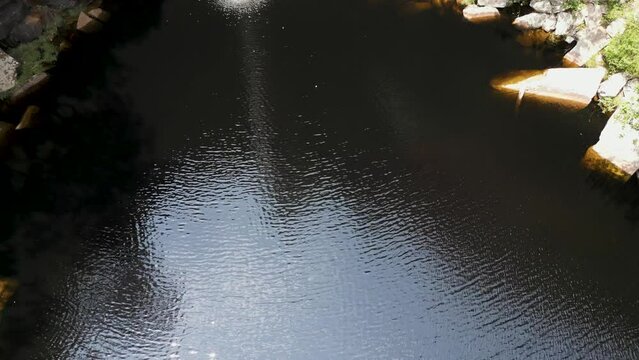 Drone footage of the scenic waterfall Chorro San Luis embedded in a thick, tropical forest near Robor&eacute; in the lowlands of Bolivia - Traveling and exploring South America - natural look
