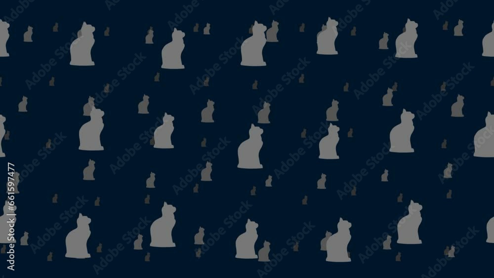 Poster cat symbols float horizontally from left to right. parallax fly effect. floating symbols are located
