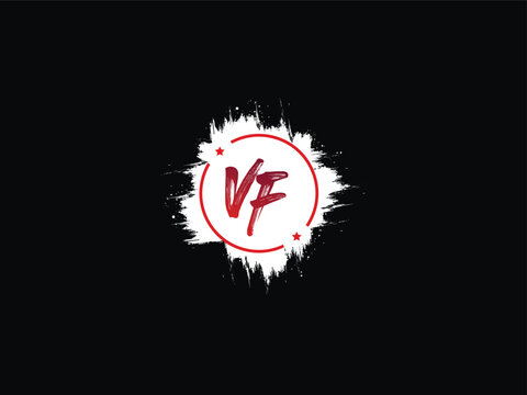Initials VF Logo Letter, Handwriting vf Brush Letter Logo