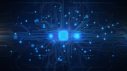 Fototapeta premium Abstract technology Ai computing concept working data of Artificial intelligence and futuristic digital for future on dark blue background.