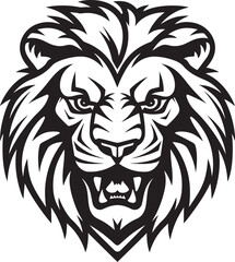 Obraz premium Majestic Mane A Lion Icon Emblem Power Unleashed The Black Lion Vector Logo