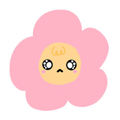 Cute Pink Flower Mascot Character Kawaii Cartoon illustration