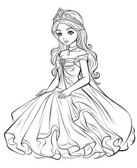 Fototapeta premium Coloring book for children, princess girl character.