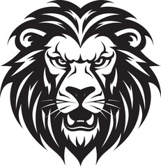 Artistic Ferocity Black Vector Lion Icon Majestic Monochrome Lion Logo in Vector