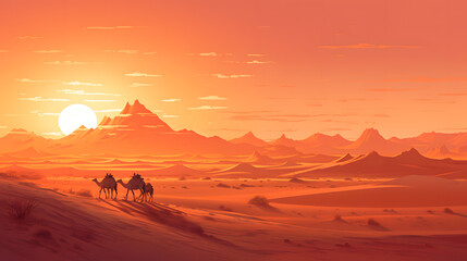 Fototapeta na wymiar Illustration of African desert landscape
