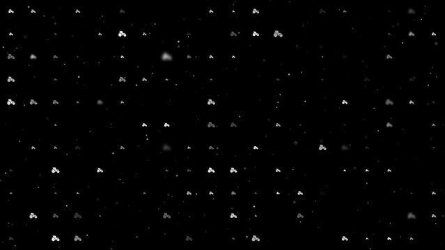 Template animation of evenly spaced tractor symbols of different sizes and opacity. Animation of transparency and size. Seamless looped 4k animation on black background with stars