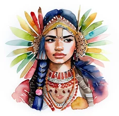 Fotobehang Namalowana Indianka portret © grafik Monika Janiak